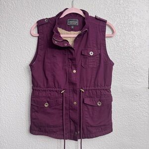 Cesttoi Maroon Vest Women’s Small S 100% Cotton Fuzzy Lined Fall Layering